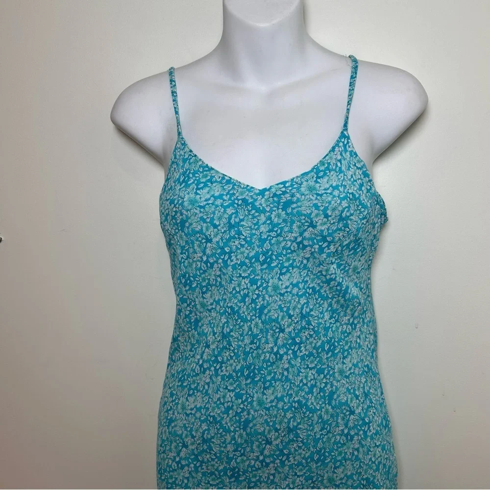 American Eagle vintage blue ditzy floral maxi slip dress size 2 fairy cottage - Picture 5 of 10